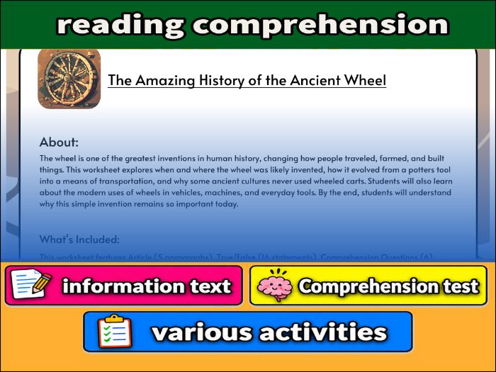 The Amazing History of the Ancient Wheel- Reading Comprehension & Activities