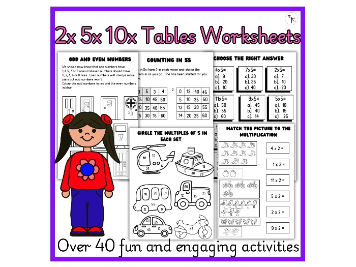 Printable Multiplication Worksheets for Kids - Math Activities and Counting Practice