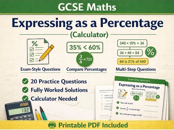 GCSE Expressing as a Percentage Word Problems Foundation