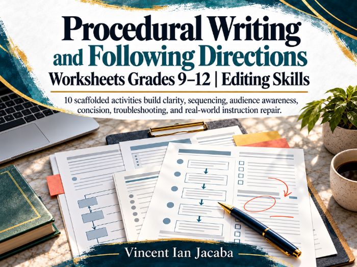 Procedural Writing & Following Directions Worksheets | Grades 9–12 | Editing Skills