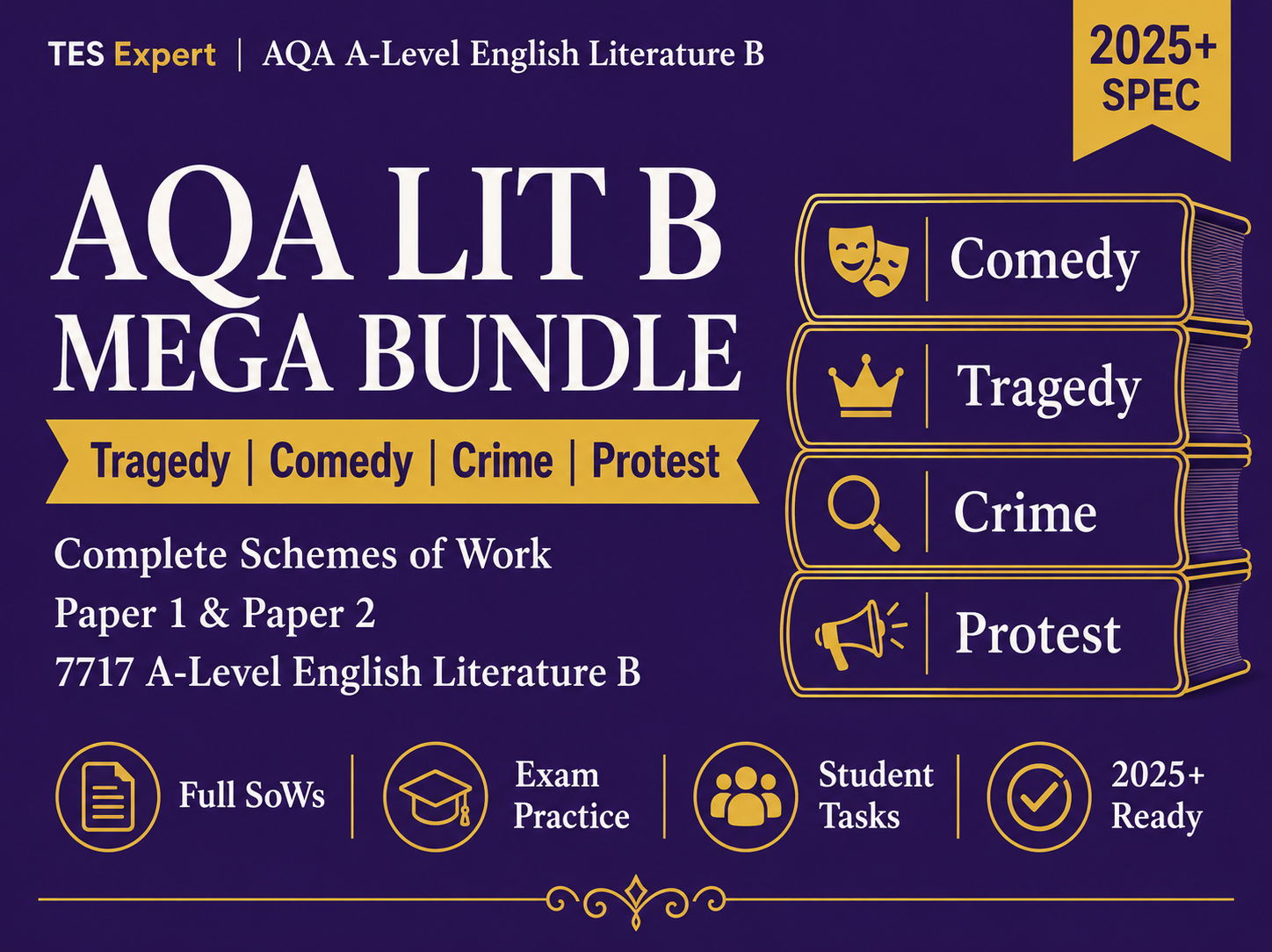 2025+ AQA A-Level English Literature B Mega Bundle | Tragedy, Comedy, Crime & Political Protest Schemes of Work