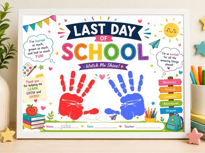 Last Day of School Handprint Craft | End of Year Preschool Keepsake
