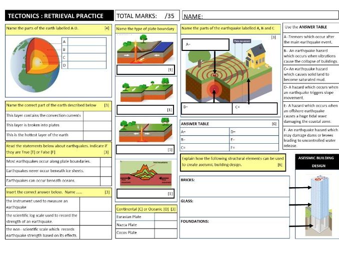 Retrieval Practice- Tectonics and Earthquakes