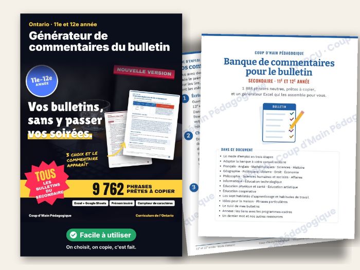 Report Card Comment Bank Grades 11-12 | Banque de commentaires 11e-12e
