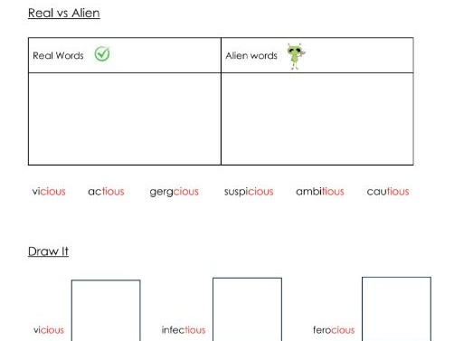 Phonics - tious/cious sound worksheets - Resource bundle