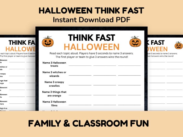 Halloween Think Fast Classroom Game