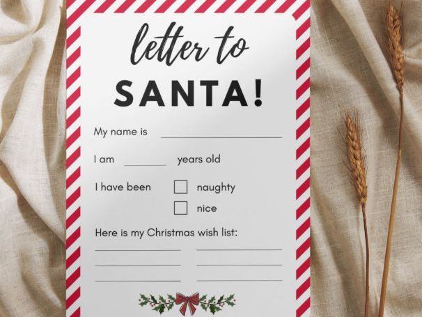 Letter to Santa Kids Activity Colouring Christmas Wish List
