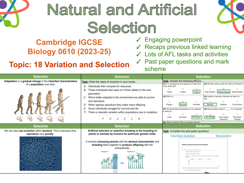 Natural and artificial selection teaching resources