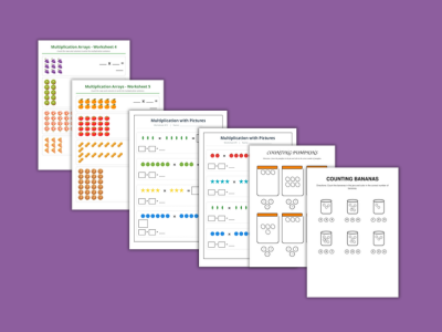Mega Kindergarten Math Bundle: Fruit Counting, Addition, & Subtraction Worksheets