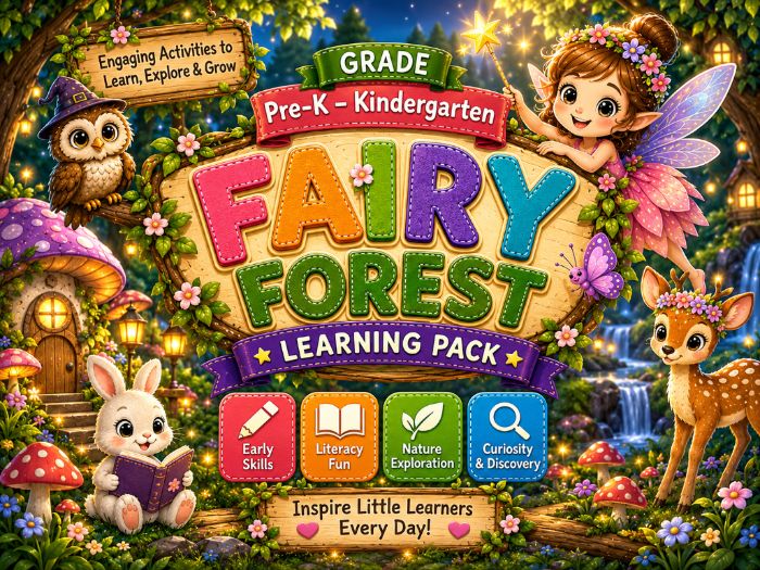 Fairy Forest Learning Pack | Pre-K & Kindergarten Math, Literacy, Tracing & Matching Activities