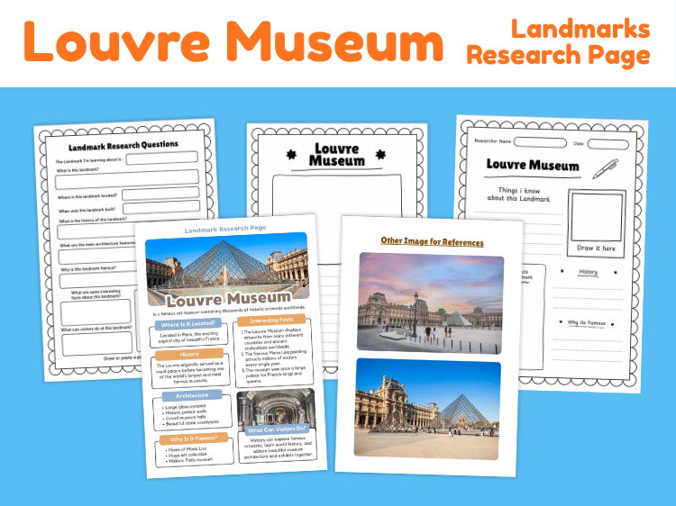 Louvre Museum Research Project | Famous Landmarks Worksheets