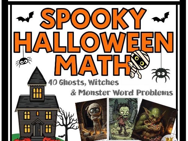 Halloween Math Worksheets | 40 Spooky Word Problems for 4 Operations
