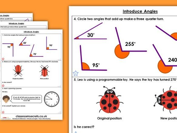 Ordering angles worksheet picture