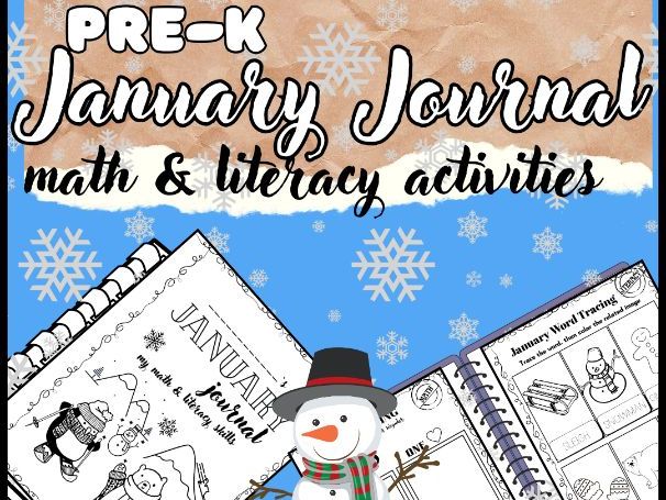 January Pre-K Journal | Literacy & Math Activities | Printable Workbook