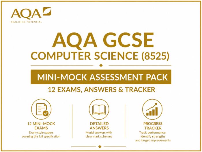AQA GCSE Computer Science (8525) Mini-Mock Assessment Pack – 12 Exams, Answers & Tracker
