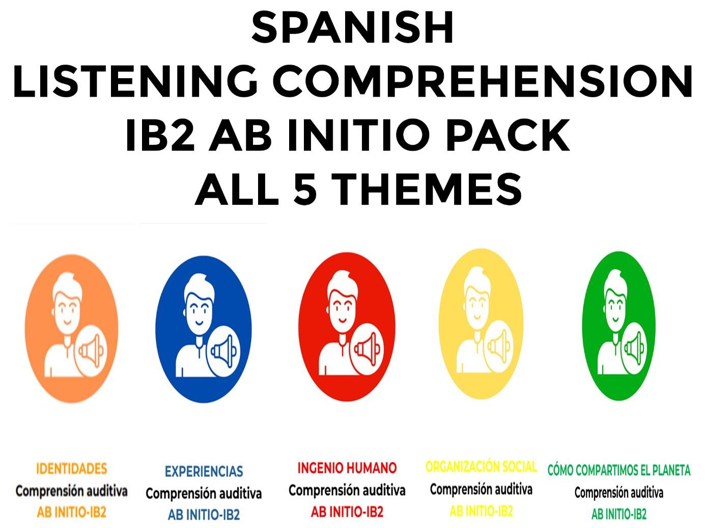 Spanish Listening Comprehension IB2 Ab Initio Pack – All 5 Themes