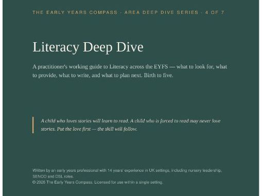 Literacy Deep Dive — Complete EYFS Practitioner Guide (0-5) + 2 Posters