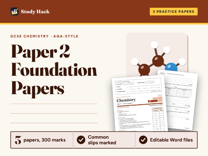 GCSE Chemistry Paper 2 Foundation: 3 Full Practice Papers with Mark Schemes (AQA-style)