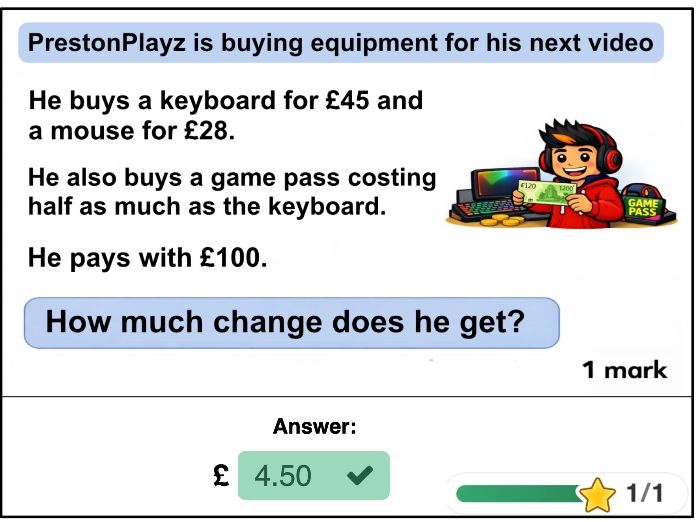 Year 6 Maths SATs Interactive Quiz 1 - Real‑World Themed Questions (Includes Bukayo Saka & MrBeast)