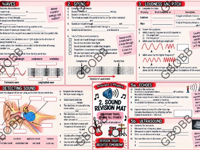 KS3 Activate 1 Physics: Sound Revision Mat