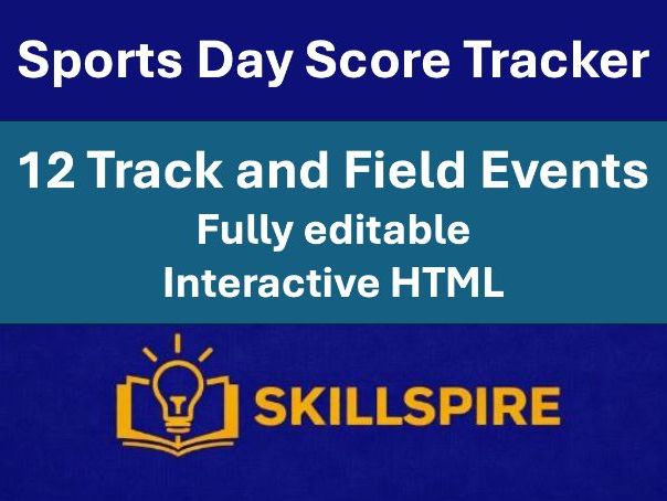 Sports Day Score Tracker | Interactive House Scoreboard Auto Medals & Certificates | KS1–KS5