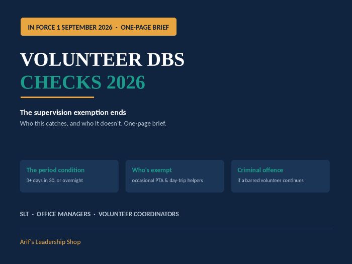 FREE Volunteer DBS Checks 2026: The Supervision Exemption Ends (One-Page Brief)