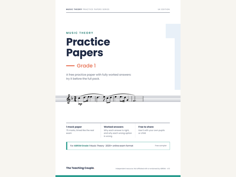 Grade 1 Music Theory Practice Papers – for ABRSM – FREE Sampler