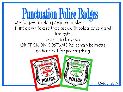 PUNCTUATION POLICE BADGES - FOR PEER MARKING