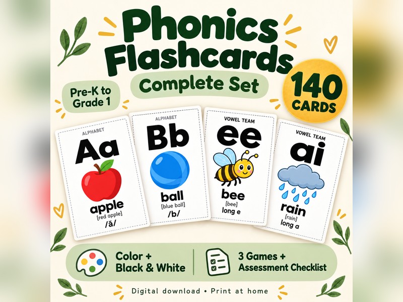 Phonics Flashcards Complete Set - 140 Cards