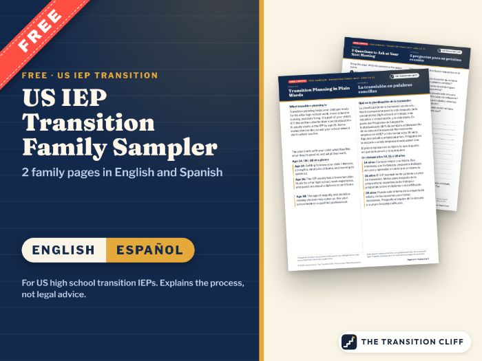 FREE US IEP Transition Family Sampler English & Spanish