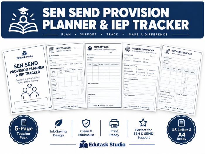 SEN SEND Provision Planner | IEP Tracker & Student Intervention Log | Special Ed Teacher Binder Pack