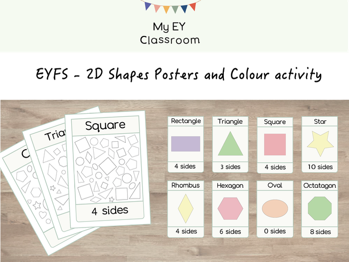EYFS 2D Shape Posters & Count the Sides Activity