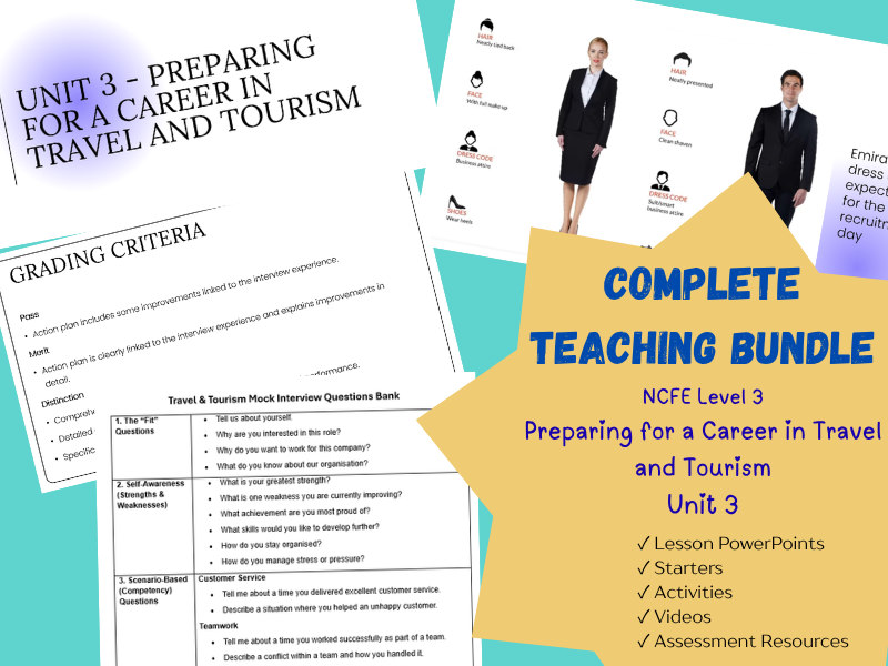 NCFE Level 3 Travel & Tourism – Unit 3: Preparing for a Career in Travel and Tourism | Lessons