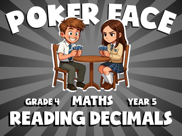 Reading Decimals POKER FACE Maths Game | No-Prep Year 5 Review Activity