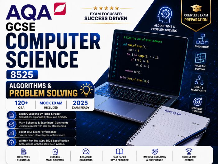 AQA GCSE Computer Science 8525 | Algorithms & Problem Solving | 120+ Q&A | Mock Exam