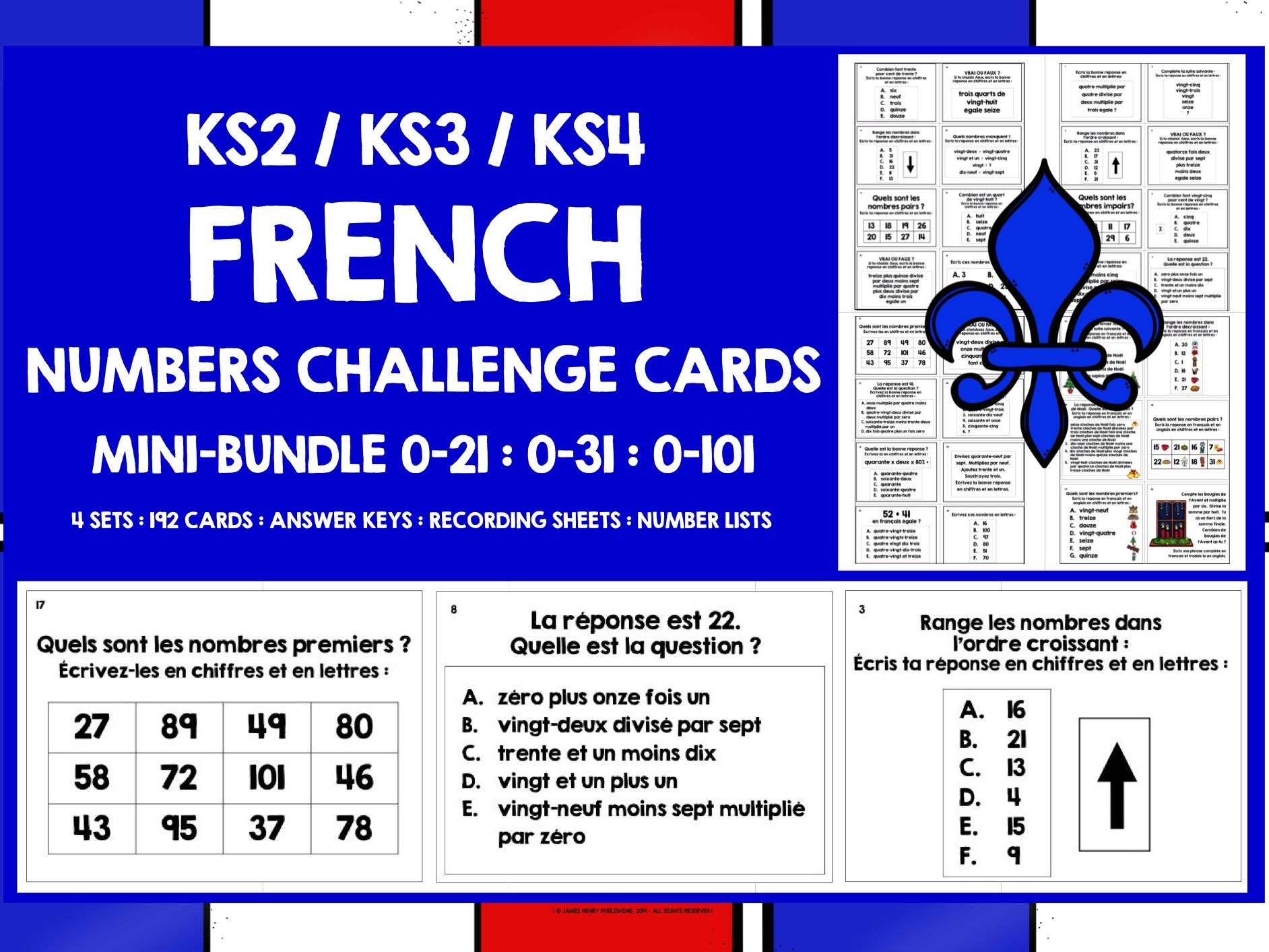 FRENCH NUMBERS CHALLENGE CARDS MINI-BUNDLE