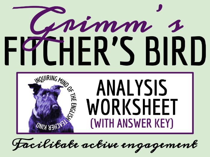 "Fitcher's Bird" Close Reading Analysis Worksheet | Grimm's Fairy Tale Activity