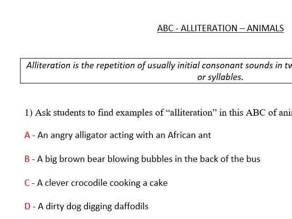 ABC of Animals - Alliteration