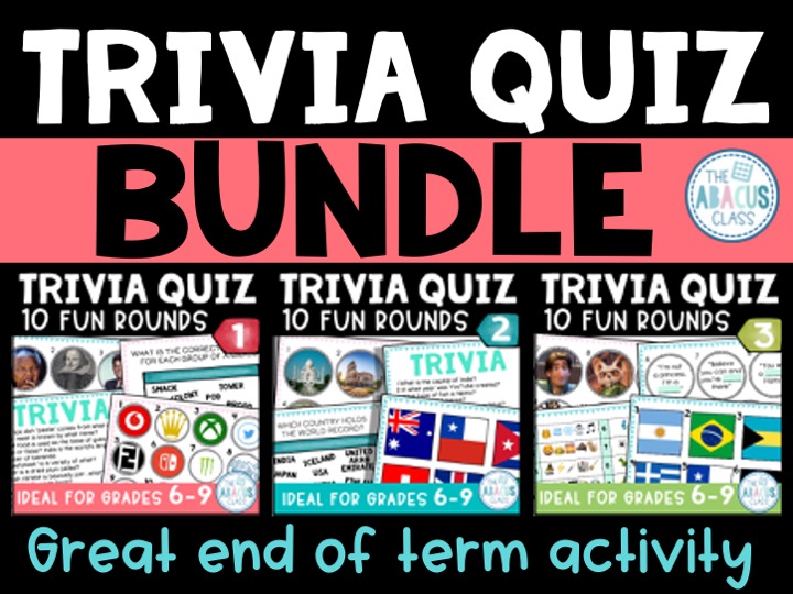 Trivia Game BUNDLE | 30 Fun Quiz Rounds | End of Term Activity