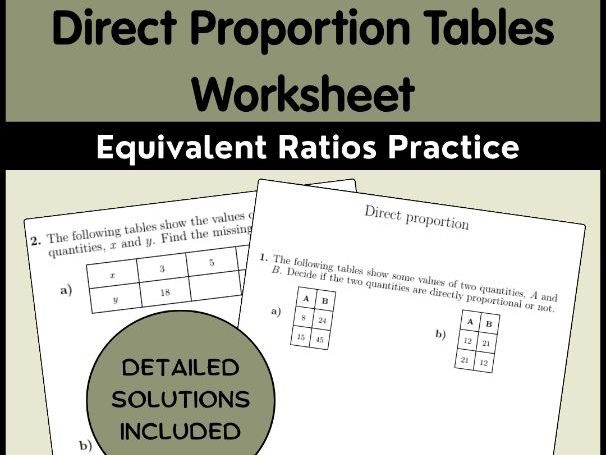Direct Proportion Tables Worksheet Equivalent Ratios Practice