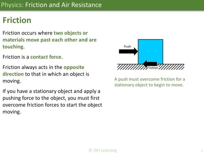 KS3 Physics: Friction and Air Resistance