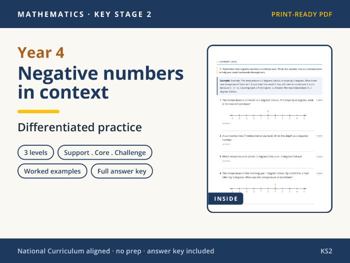 Y4 Maths: Negative numbers in context