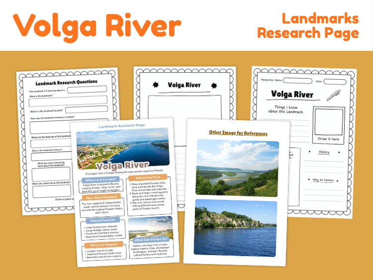 Volga River Research Project | Geography Landmark Worksheets