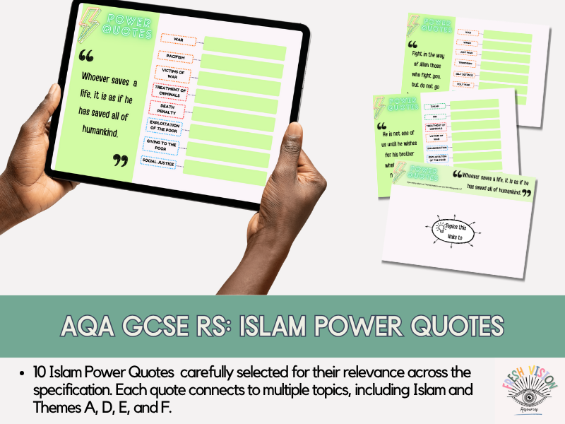 GCSE RS AQA Islam Power Quotes – 20-Page Revision Pack