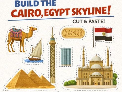 Cut and Paste Cairo, Eygpt (Pyramids)- Fine Motor Skills