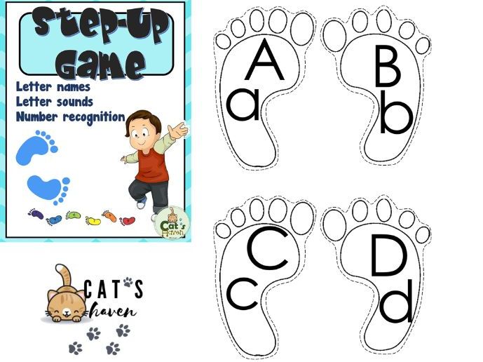 Step-Up Game (Letter names, letter sounds, & number recognition Games)