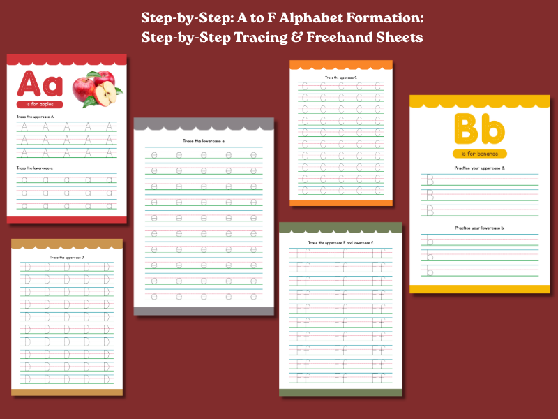 Skill Building: Mastering Letters A-F: Trace, Write & Learn (Handwriting Bundle)
