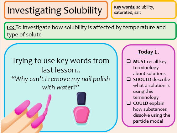 KS3 Solubility with practical
