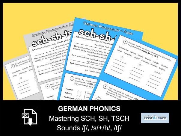 German Phonics Letters SCH, SH, TSCH