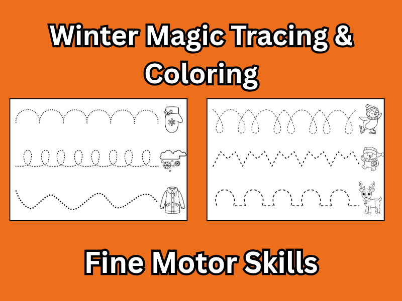Winter Magic Tracing & Coloring – Fine Motor and Early Writing Practice